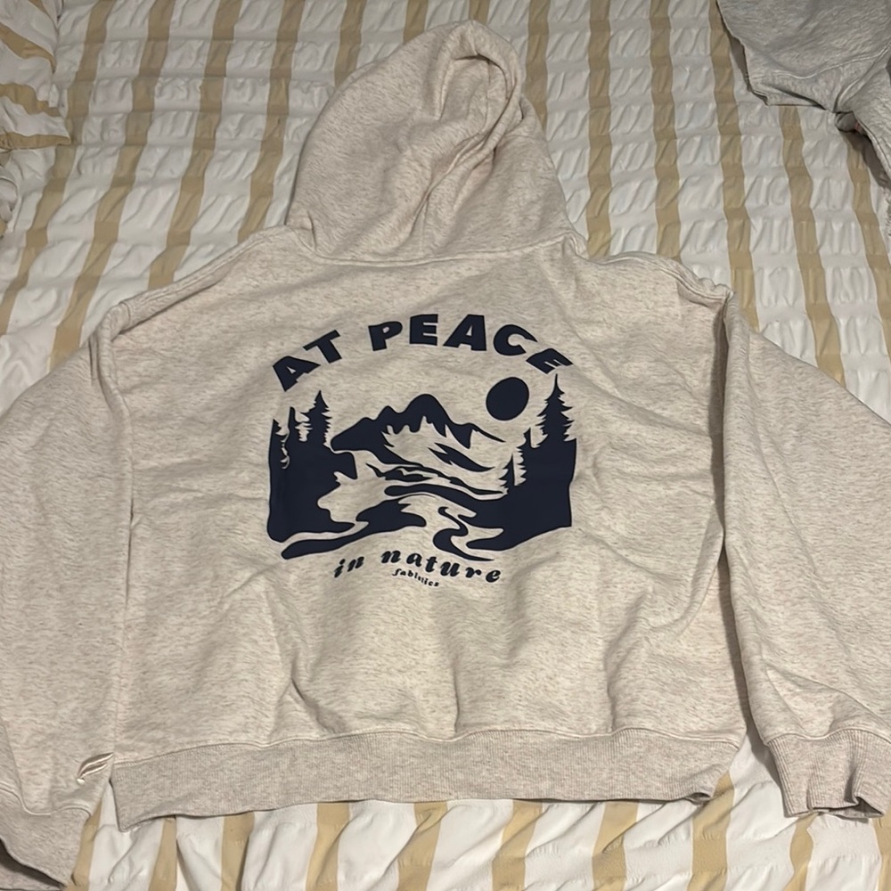 Beige Hoodie with Nature Graphic